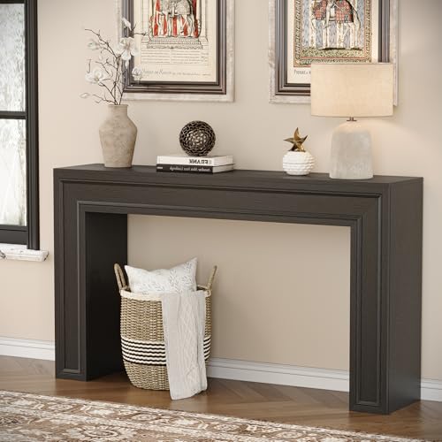 Rresyet 55 Inch Long Console Table, Sofa Table Behind Sofa, Entryway Table, Farmhouse Entryway Table for Entry, Hallway, Living Room (Black) - color: Black