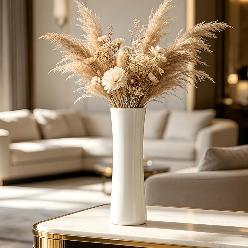 12 Inch White Vase Ceramic Flower Vase, Tall Vases for Pampas Grass, Home Decor, Modern Textured Vases for Living Room Decorations,Table Centerpieces,Shelf,Farmhouse Small Ceramic Vase - style: Shape 9