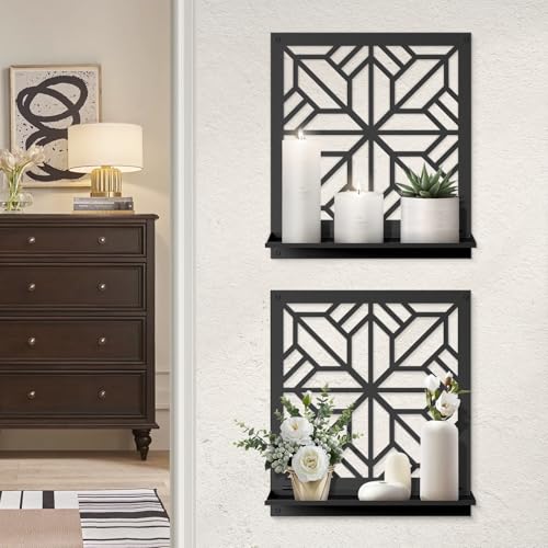 Aesthetics Candle Wall Holder, Modern Bathroom Wall Art for Living Room Bedroom Bathroom (2 Pack 11.8 x 13 in) - color: Black- Aesthetics