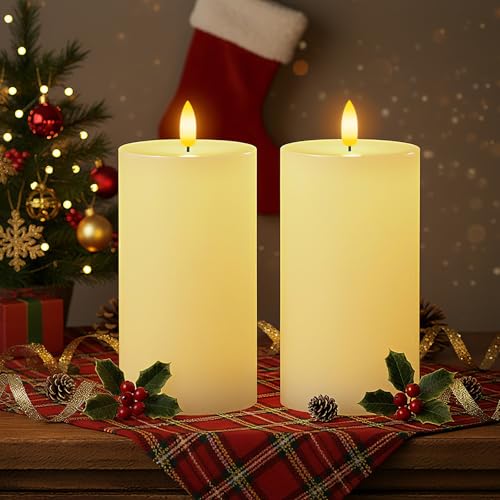 Homemory White 3x6 Inch Flameless Candles Battery Operated with Remote Timer, Real Wax LED Pillar Candle for Home Fireplace Bedroom Living Room Party, Set of 2 - color: D3"xH6"6"-White