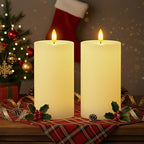 Homemory White 3x6 Inch Flameless Candles Battery Operated with Remote Timer, Real Wax LED Pillar Candle for Home Fireplace Bedroom Living Room Party, Set of 2 - color: D3"xH6"6"-White