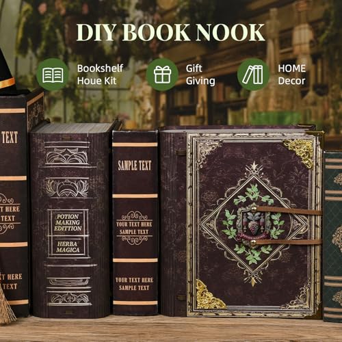 CCCDF Book Nook Kit - DIY Magic Book Miniature Dollhouse Booknook Bookshelf Decor 3D Wooden Puzzle, Gifts for Family, Friends (Potion-Making Edition) - style: Potion-Making Edition