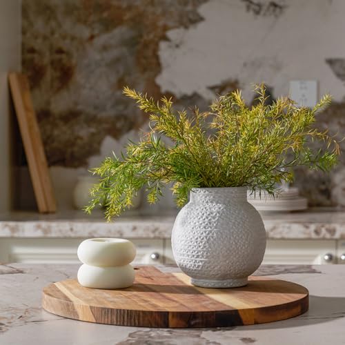 DN DECONATION White Vase for Flowers, Ceramic Vase for Home Decor, Modern Decorative Vase, Small Cute Flower Vases for Kitchen/Office/Living Room/Bookshelf/Farmhouse/Mantel - White Texture(Small) - color: White, size: 3.9"