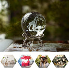 3D Laser Engraved Mom and Baby Giraffes Crystal Ball Paperweight Art Glass Animals Figurine Collectibles Glass Decorative Full Sphere with Stand Giraffe Gifts - color: Giraffe