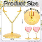 Gold 2 Pcs Heart Shape Metal Display Stand Adjustable Golden Rock Display Holder for Gemstones Minerals Agate Slabs Plates Seashell Sphere Crystal Ball Eggs Collectibles - color: Gold