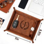 Personalized Engraved Leather Tray for Men with Engraved Name, PU Leather Valet Organizer for Dad, Custom Gift for Him, Custom Catchall Tray for Desk, Office, Accessories Travel Organizer for Men - style: Men Gift