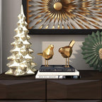 CosmoLiving by Cosmopolitan Polystone Bird Decorative Sculpture Home Decor Statues with Origami Accents, Set of 2 Accent Figurines 7", 8"H, Gold