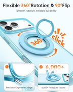 SYNCWIRE Magnetic Phone Ring Holder for MagSafe, 360° Rotation Cell Phone Grip Stand Finger Ring Kickstand Two-Sided Magnet Compatible with iPhone 17 Pro Max 16 15 14 13 12 MagSafe Accessories - color: Single Ring-1PCS-Misty Blue