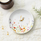 Crisky Initial Jewelry Tray Ring Dish & Gift Box, Ceramic Flower Trinket Dish for Rings Earrings Necklaces Keys, Bridal Shower Engagement Birthday Gift for Women, Friends 4.57" (Gold Foil F - style: Initial F