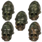 Nupuyai Natural Green Jade Skull with Santa Hat Statue for Home Office Decor, Healing Carved Stone Skeleton Head Figurine Collectible Sculpture for Christmas Halloween Reiki Healing Meditation - size: 3.85-4.05''
