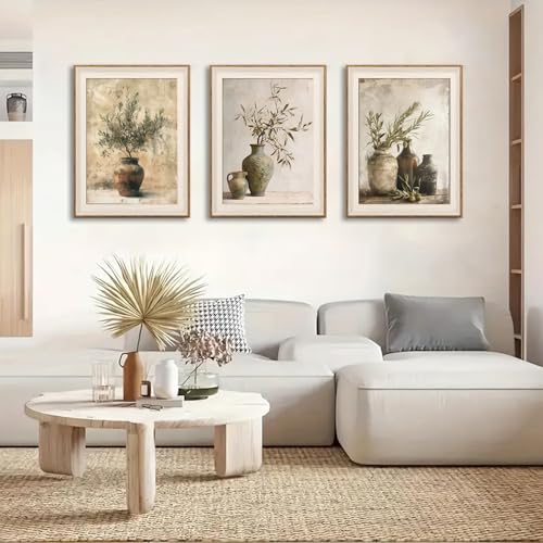 Vintage Vase Canvas Wall Art Prints Green Rustic Olive Branch Wall Decor Pictures Antique Still Life Plant Posters Paintings Artwork for Living Room Bedroom Kitchen Home Decoration 12x16in poster - color: poster, size: 16L" x 12W"