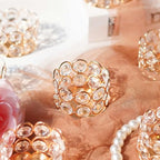24 Pack Gold Metal Crystal Tea Light Candle Holders - 2.4"x1.6" Bulk Small Votive Candle Holders for Wedding, Home, Party Table Centerpiece Decorations