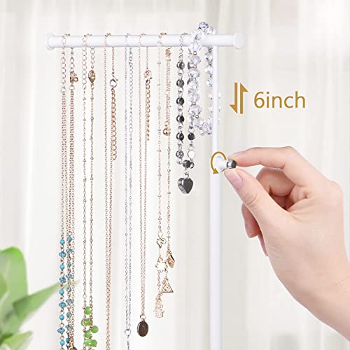 SRIWATANA Jewelry Organizer Stand, Extra Tall Jewelry Display Necklace Holder, Gift Idea (White) - color: white
