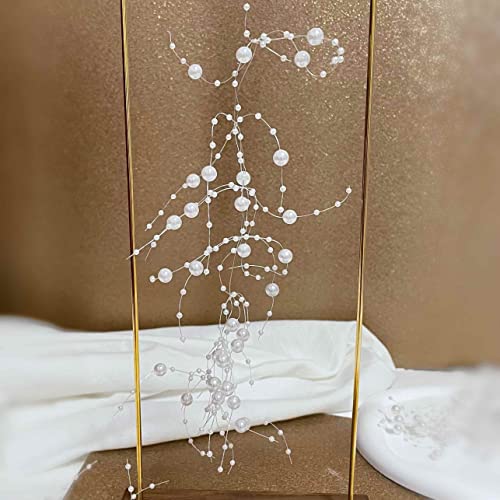 TeaSu Pearl String for Floating Candles, 12set Pearl Vase Filler for Wedding Centerpieces (White) - color: White