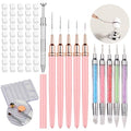 62Pcs Nail Art Brushes Tools,5 Pcs Liner Brushes for Nails,Nail Sponges for Ombre with Grabbing Pen, Dual Tipped Silicone Dotting Sculpture Pen and Mixing Palette Pen Holder, Nail Design Brushes - size: Medium