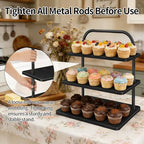 Cupcake Stand, 3 Tier Halloween Cupcake Stand for 50 Cupcakes Rustic Cupcake Display Stand Large Wood Dessert Table Display Set Cupcake Tower Tiered Tray Stand for Wedding Birthday Party - color: black