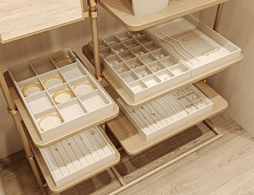 Oirlv Stackable 12 Girds Jewelry Trays Jewelry Storage Tray Showcase Display Organizer(13.8" X 1.4"X 9.4") - size: 12 Grids