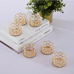 Crystal Tea Light Candle Holders，Gold Candlestick Holders for Home Decor Wedding Party Table Decoration Housewarming Gift (6 pcs)