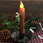 CVHOMEDECO. Real Wax Hand Dipped Battery Operated LED Timer Taper Candles Country Primitive Flameless Lights Décor, 6-3/4 Inch, Coffee, 2 PCS in a Package - color: Coffee 2 Pcs
