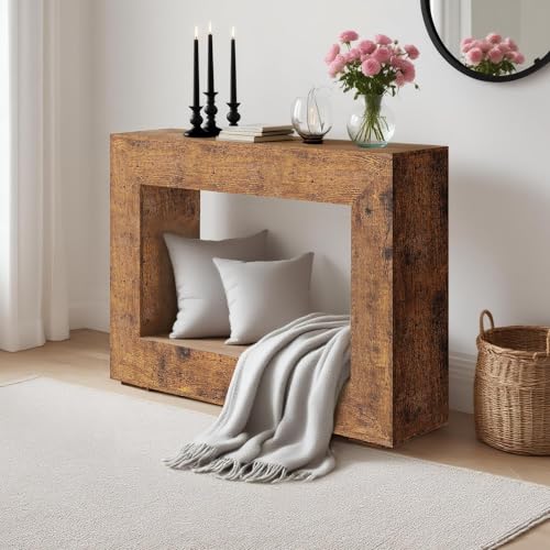GarveeTech 47" Console Table for Entryway, Narrow Sofa Table Behind Couch, Wood Hallway Entry Table with Storage Shelf, Vintage Accent Table for Living Room, Foyer - color: Brown-47 Inches