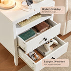 Huuger White Nightstand Set of 2, Night Stand with Charger Station, Bedside Table with 2 Drawers, Bed Side Tables for Bedroom, Modern Nightstands, Metal Knobs, Painted Surface - color: White