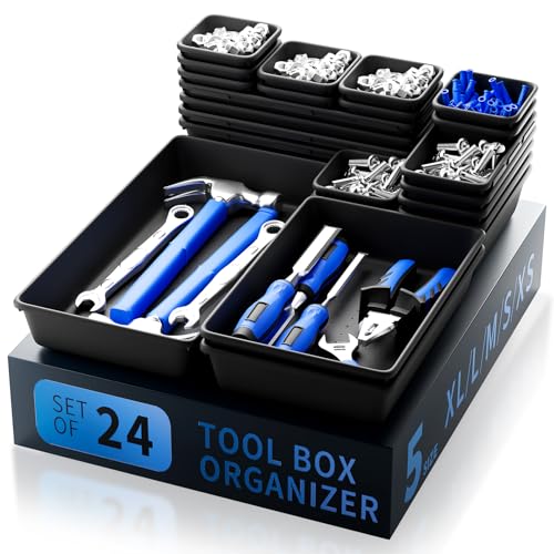 Tool Box Organizer Tray, Toolbox Desk Drawer Organizer, Tool Box Tray, Toolbox Organization Storage for Rolling Tool Chest (24 PCS) - color: 24 PCS
