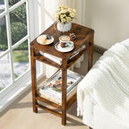 YUFAM Side Table End Table Tall Night Stand 3-Tier for Living Room Bedroom Bathroom Office Furniture Brown - color: Brown, size: 3 Tier