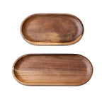2 Pack Solid Wood Serving Platters and Trays of Natural Wood with Edge,Rectangular Avoid Sliding and Spilling Food (Walnut Trays x 2Pack) - color: Walnut Trays 2pack