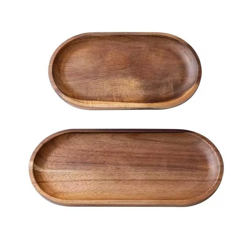 2 Pack Solid Wood Serving Platters and Trays of Natural Wood with Edge,Rectangular Avoid Sliding and Spilling Food (Walnut Trays x 2Pack) - color: Walnut Trays 2pack