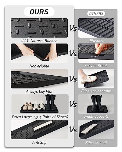 SUPENUIN 2PC Boot-Tray Heavy Duty Rubber Mat with Lip Waterproof Shoe Mat Tray for Entryway Indoor Outdoor Multi Use Catch All Trays Entryway Shoe Cleaning Boot Storage 16x27.5 Inches - color: Twill, size: 16"x27.5" 2pc