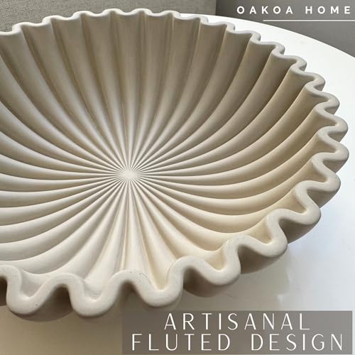 OAKOA Concrete Decorative Bowl - Organic Modern Home Decor Bowl - Decorative Objects - Cement Fruit Bowl - Modern Organic Home Decor - color: Gray