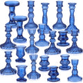 Mumufy 20 Pcs Glass Crystal Taper Candle Holders Clear Glass Candlestick Holder Fit 0.8 Inch Candles Crystal Decorative Candle Stand Centerpiece Table Wedding Dining Party (Blue) - color: Blue