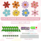 Vcekract 8 Pcs Flower Diamond Art Kits for Adults, Diamond Art for Table Decor, Diamond Painting Art Crafts for Beginners