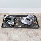 ART & ARTIFACT Rubber Boot Tray Wet Shoe Tray for Entryway Indoor Outdoor Snow Boot Mat Extra Large Shoe Tray 32" x 16", Black, Footprints & Paws