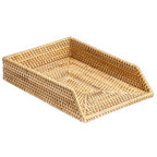 BTSKY Rattan Letter Tray for A4 File Desk Mail Letter Letter-Size Paper, Basket Woven Organizer, Office Document Organizer and Storage, Desk File Organizer Paper Tray, Paper Holder 13x10.3x2.8 Inch