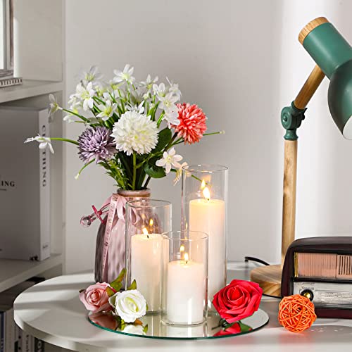 Shihanee 108 Pcs Pillar Candles and Glass Cylinder Vases Clear Cylinder Holders for Slim Pillar Candles Table Decorations, Total 54 Sets(White,108 Pcs) - color: White, Clear
