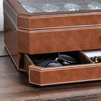 ROTHWELL 12 Slot Leather Watch Box with Valet Drawer - 12 Slot Luxury Watch Case Display Organizer, Microsuede Liner, Mens Accessories Holder, Jewelry Case, Jewelry Display Organizer (Tan/Brown) - color: Tan/Brown