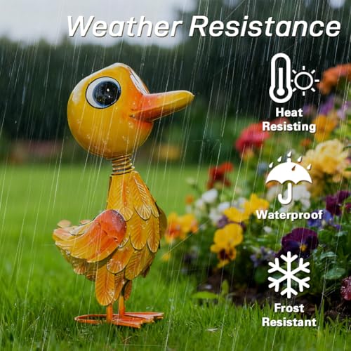 Metal Garden Statue Decor for Outside,Yellow Duck Garden Sculptures Lawn Ornaments Garden Yard Art for Backyard Patio Decoration - color: Yellow Duck