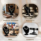 3Pcs Black Velvet Jewelry Display Set, Including Necklace Mannequin Bust Stand, T Shape Bracelet Stand, Ring Finger Jewelry Holder, for Retail Display Organization Home Decor