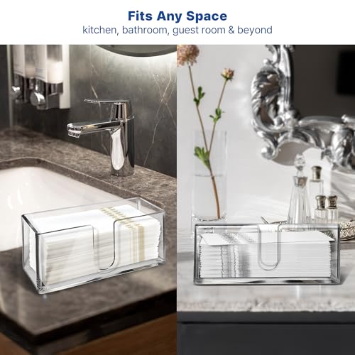 Acrylic Paper Towel Holder for Bathroom or Kitchen – Clear Countertop Dispenser for Trifold, Multifold, C-Fold Napkins, Disposable Hand Towels, Modern Napkin Tray, 10.75 x 4.125 x 5 Inch - color: Z - Acrylic Large, size: Guest Towel Holder