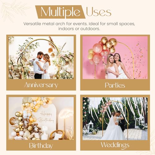Arch Backdrop Stand and Cover Set 7.2FT - Rose Gold Wedding Arch Frame With Water Weights & Carry Bag - Spandex Fitted Luxury Balloon Arch Stand - Metal Arch Backdrop Stand For Weddings & Parties