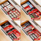 [5 Sizes] [69 PCS] Tool Drawer Organizer, Desk Tray, Rolling Chest, Toolbox (Black+Red) - color: Black+Red