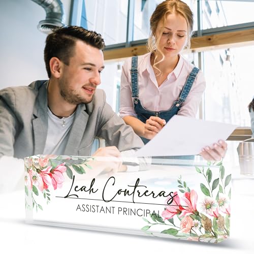 Personalized Custom Name Plate, Office Desk Decor for Women and Men, Employee Appreciation Gifts for Boss, Manager, Teacher, Nurse (Tender Flower) - color: Flower 7