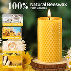 12 Pack Honeycomb Beeswax Candles,240 Hours Long Burning Natural Handmade Beeswax Rolled Pillar Candles, Bees Wax Candles for Home, Prayer,Dripless Smokeless Unscented Pillar Candle 2x4in - color: 2x4in, size: 12pcs
