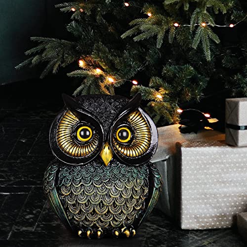 Artpaul Owl Statue Home Decor - Small Figurines for Shelves, Office, Living Room - Decorations and Gifts for Owl Lovers (Black-Green) - color: Style3-black-green