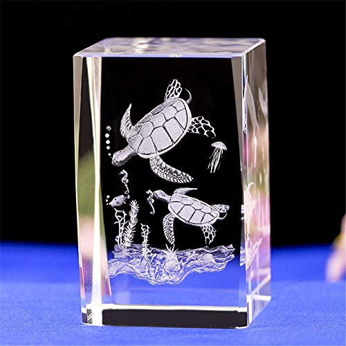Crystal Glass Sea Turtle Figurine and Statues,3D Laser Etched Crystal Turtle Ornaments Art,Animal Crystal Glass Cube Engraving Turtle Sculpture Gifts with Gift Box (40x40x60mm) - size: 40x40x60mm