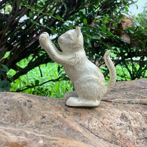 Book Ends Decorative for Shelves, Cute Cat Decor Bookends for Home/Office, Cast Iron Heavy Duty Book End for Heavy Books, Unique Adorable Kittens Door Stoppers, Vintage White 2PCS - color: Vintage White