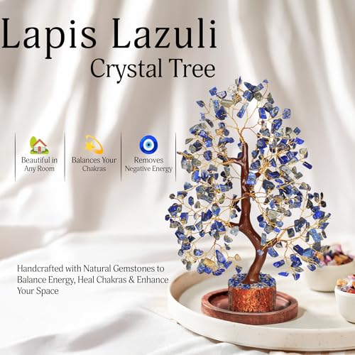 YATSKIA Lapis Lazuli Crystal Tree of Life - Healing Crystals and Stones - Crystals Decor - Crystal Gifts for Women - Good Luck Gifts - color: Lapis Golden Wire