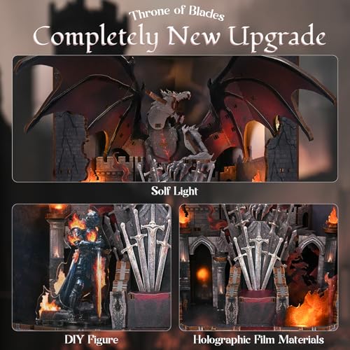 MiniCity Book Nook Kit, Miniature House Kit, Dollhouse Kit, Miniature Kit, DIY Mini House Building Kit for Adult (Throne of Blade) - style: Throne of Blade