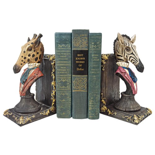 Design Toscano Serengeti Soiree Giraffe and Zebra Bookends - style: Giraffe and Zebra